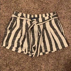 black and white striped shorts